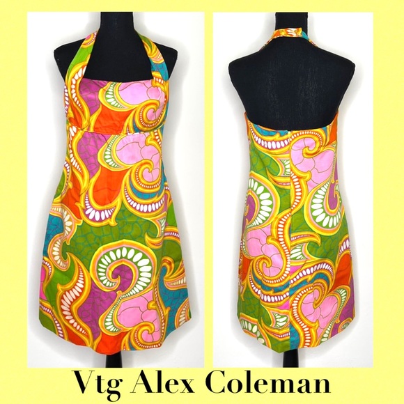Alex Coleman Dresses & Skirts - Vtg Alex Coleman 60’s Halter Sundress Electric Mod Colorful 12